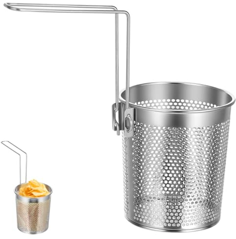 SUPVOX Stainless Steel Noodle Sifter and Straining Basket Foldable Pasta Sieve with Handle for Kitchen Food Draining and Water Filtering