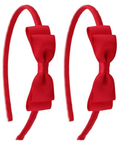 2 Pcs Red Bow Hairband, Red Hair Band, Hair Accessories for Girls, Uniform Bow Headband Hair Bows for Little Girl Toddlers Teens Birthday Christmas New Year Present