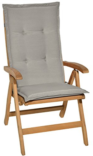Beautissu Gartenstuhlauflage 120x50x6 cm Loft HL Hellgrau – Hochlehner Polster Auflage, Sitzpolster & Sitzkissen für Hochlehner Gartenmöbel - Weiche Stuhlauflage mit Schaumkern Füllung