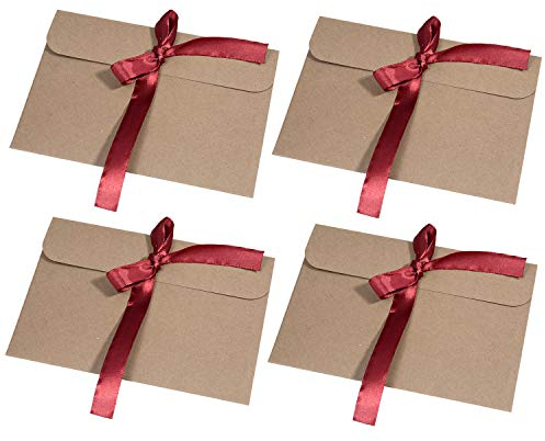 MOOKLIN ROAM Kraftpapier Umschläge, 30 Stück Retro Kraftpapier Vintage Kraft Briefumschläge in Hochwertiger Qualität Kraftkarte Recycelt für Grußkarten, Einladungskarten (Rot)