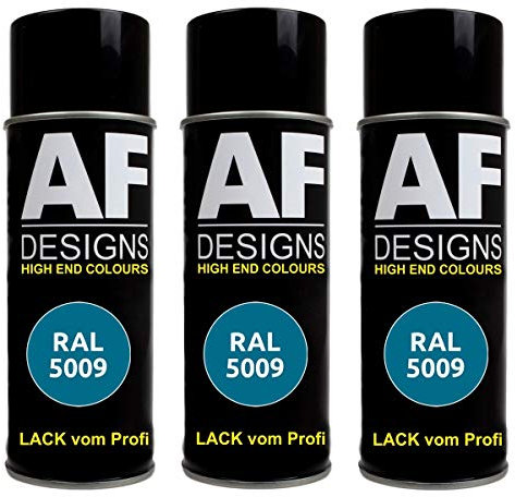 Alex Flittner Designs 3X Ral Pintura en Espray Pintura Coche Laca Colorida Lata de Aerosol RAL5009 Azur Azul Mate