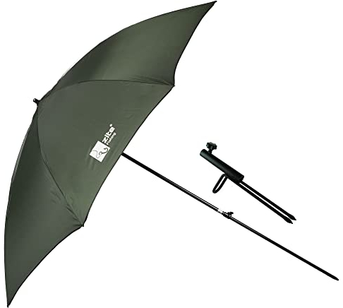 Zite Fishing Angelschirm-Set mit Schirmständer - Großer 250D Regenschirm Sonnenschirm mit Schirm-Stütze für Angler, Angelschirme, Angel Schirm, Anglerschirm, Sonnenschirm Angeln