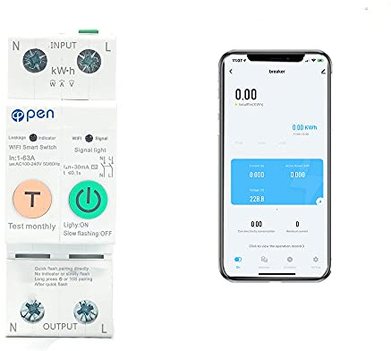 TUYA APP 2P 63A Rail Din WIFI medidor de energía inteligente consumo de energía kWh interruptor de disyuntor