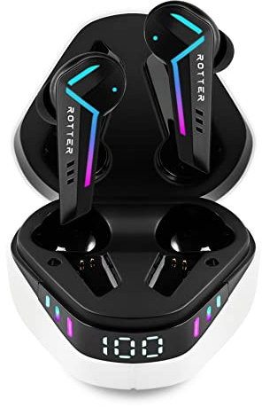 ROTTER® Kabellose Bluetooth Mobile Gaming Kopfhörer, Extrem Niedrige Latenz von 50 ms, Bluetooth 5.3, Dual Modus, 35 Stunden Spielzeit, IPX4 Wasserdicht, 6 Mikrofone (White)