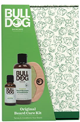Bulldog Skincare - Original Beardcare Kit, Geschenkset für Männer (x1 Original Bartshampoo & Conditioner 200ml, x1 Original Bartöl 30ml, x1 Bartkamm)