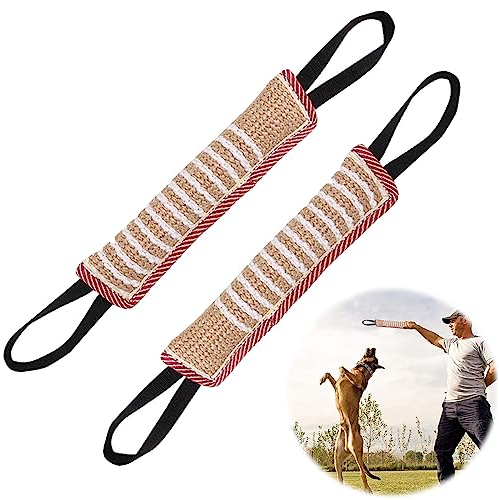 Zkaoai 2 Stück Beisswurst für Hunde, 30 cm Jute Beisswurst mit 2 Griff, Tauziehen Zerrspiele für Hund, Interaktives Hundespielzeug Zerrspielzeug zum Hunde Training