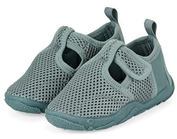 Sterntaler Badeschuhe Uni – Unisex Baby Aquaschuhe knöchelhoch mit Klettverschluss – Strukturierte Sohle – Atmungsaktives Mesh – Kinder Wasserschuhe - Bademode - Farbe mattgrün, Größe 28