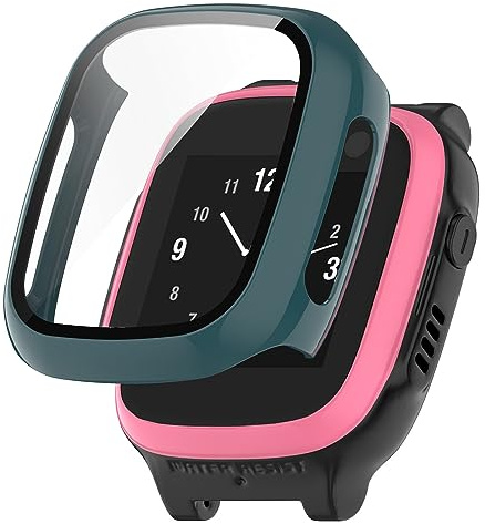 Hülle mit Glas Displayschutz Kompatibel mit XPLORA X5 Play Hülle - Hart PC Schutzhülle Vollschutz Kratzfest Display Schutzfolie Ultradünne Schutz Case für XPLORA X5 Play Kinder Telefon Uhr (Grün)