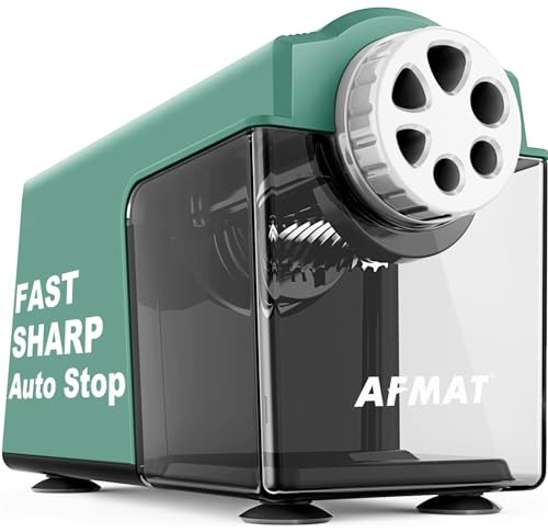 AFMAT Electric Pencil Sharpener for 6-11mm Pencils, 6 Holes, Heavy Duty Pencil Sharpener for Classroom, Auto Stop Pencil Sharpeners Plug in, 10,000+ Sharpenings, Save Colored Pencils, PSX4
