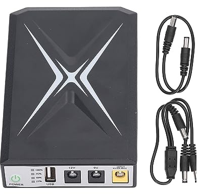 Candeon Mini USV Unterbrechungsfreie Stromversorgung, 18W 10400 MAh Mini UPS Uninterruptible Power Supply für Router, Modem, Kamera, WiFi, Eingang DC 9V 2A, Ausgang USB 5V, DC9V 12V 2A