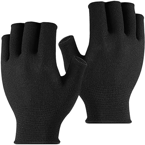 PowerFull Thermal Warm Fingerless Gloves for Men & Women - Touch Screen Half Finger Plush Knitted for Outdoor Driving Working Running Cycling