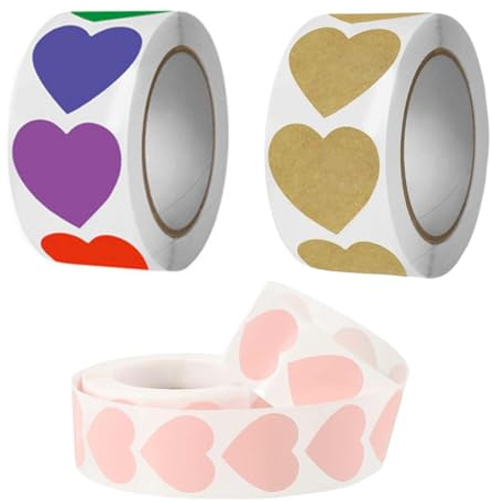 Etiketten Selbstklebend, 500 Pro Rolle 3 roll herz Papieraufkleber, Etiketten Verpackungsdichtungen, Handwerk, Hochzeit, Etikett, preisetiketten Aufkleber, herz Klebeetiketten Zum Beschriften