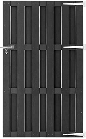 Iiaky Gartentor WPC 100x180 cm Grau Maschendrahtzaun Gartentor Stahl Gitterzaun Stabmattenzaun