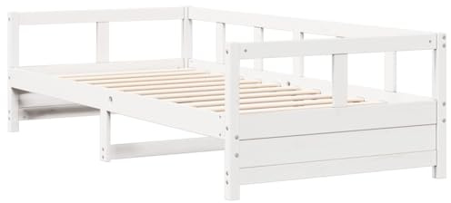 vidaXL Dormeuse Bianca 80x200 cm in Legno Massello di Pino, Divano, Letto per Gli Ospiti, Struttura Divano Letto, Letto, Letto Occasionale