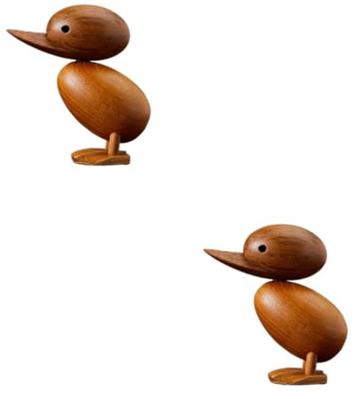 STOBAZA 2piezas Figuritas De Pato De Madera Creativas para Decoración De Escritorio Adornos De Animales para Hogar Ducky
