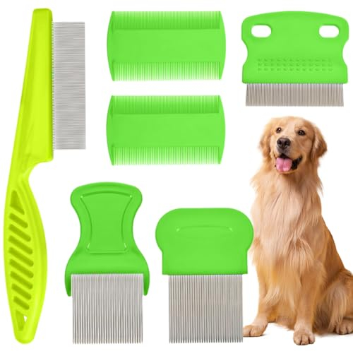 KOLZEMV 6 Stück Läusekamm,läusekamm,schuppenkamm,Metall Zähne Läusekamm, Flohkamm zum Entfernen Flöhe,Floh Tränenfleckentferner Kamm,Läuse Kamm,für Pflegen und Entfernen von Schuppen Oder LäusenLäuse