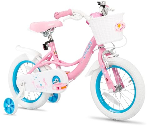 STITCH Fairy Girls 12 inch Kids Bike for Ages 2-4 Years Old Girls, 12 inch Girls Bike with Training Wheels and Basket,Pink