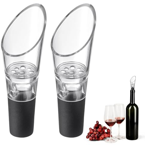 Lot de 2 becs verseurs à décanter de haute qualité avec aération,Bec Verseur à Décanter avec Aérateur,Decanteur Aérateur à Vin avec Bec Verseur,Aérateur de Vin Premium pour Amateurs de Vin