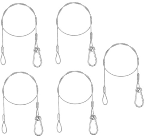 VILLCASE 5 pièces Câble de Sécurité pour Éclairage de Scène Câble Acier Inoxydable avec Boucle Fermée Corde Protectrice Robuste pour Suspension et Protection Antichute