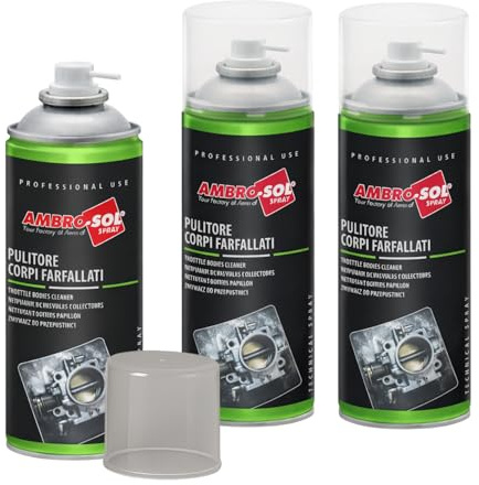 3 Bombolette Pulitore Corpi Farfallati, Capacità 400 ml, Spray pulizia impianto aspirazione, elimina depositi e impurità e riduce emissioni gas di scarico, Prodotto Made in Italy -469F -1,26