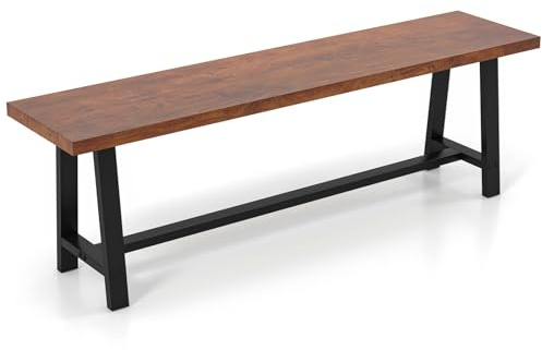 COSTWAY Dining Bench, 153 cm Long Hallway Bench Seat with Metal Frame, 3 Person Lounge Dinner Stool for Kitchen Living Room