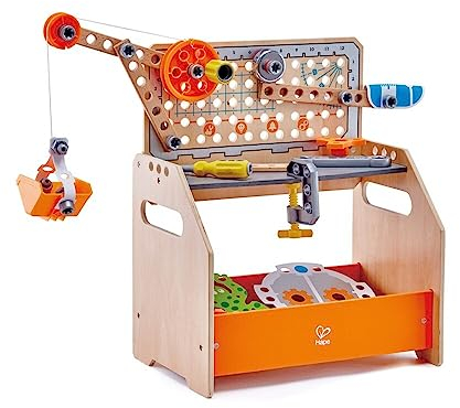 Hape Junior Inventor Tüftler-Arbeitstisch Experimentierset, Mint-Spielzeug, ab 4 Jahre