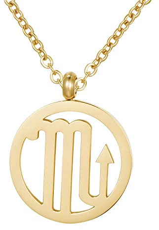 Morella collana da donna in acciaio inox oro con ciondolo segno zodiacale Scorpione in sacchetto di velluto