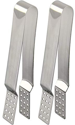 Home-X Stainless Steel Tea Bag Squeezer, Herbal Tea Infuser, Useful Kitchen Steeper Tongs, Strainer Holder Grip, Metal Kitchen Bar Tools-Set of 2