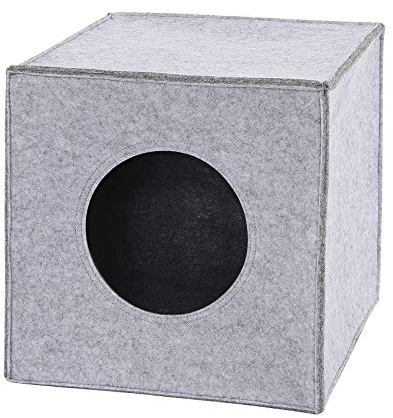 Lionto Cueva de Fieltro para Gatos, Suave Estantería 33x37x33 cm, Sin Almohada, Gris Claro
