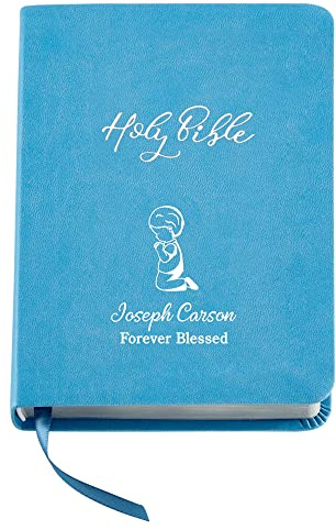 Let's Make Memories Personalized Children's Bible - Engraved with Name - Religious Keepsake - Baptism, Communion, Confirmation - for Boy, Baby, Kids - Easter Basket Stuffer - Create Your Own - Blue