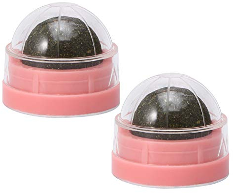 VILLCASE 2PCS Cat Licking Mint Ball Rotatable Natural Cat Catnip Candy Actinidia Polygama Cat Snacks Digestive Aids Cat Treats Pet Supplies for Cats (Random Color)- Cat Kitten Activity Fitness Toy