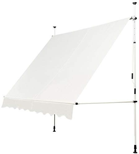 RELAX4LIFE Tenda da Sole per Esterno con Morsetto senza Forare, Telaio Telescopico, Telo Anti-UV, Altezza e Inclinazione Regolabile, Ideale per Balcone e Terrazzo (Beige, 250x175cm)