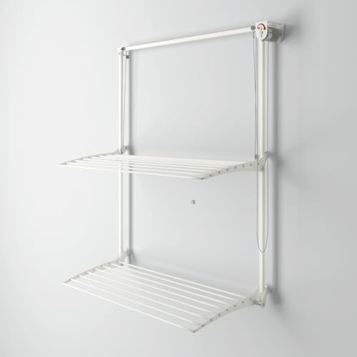 foxydry Wall Plus, Väggtorkställning, Vertikal väggtorkställ, infällbart torkställ för inomhus och utomhus (Vit Höger, 128 cm)