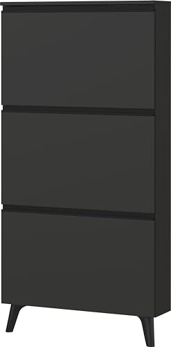Germania Schuhschrank 3600-547, in Graphit, mit DREI Klappen, Platz für bis zu 9 Paar Schuhe, 67 x 139 x 19 cm (BxHxT)
