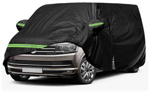 Autoabdeckung Wasserdicht Passend für VW T5 T6 SWB Transporter, Schwarz Vollgarage Autoplane mit Reißverschlusstür für Schnee, Regen, Allwetterschutz