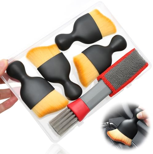 Juyibaao 5 Pièces Brosse à Poussière pour Intérieur de Voiture, Brosse à Détails Automatiques, Brosse Douce de Nettoyage D'intérieur de Voiture pour Tableau de Bord et Fentes d'Aération