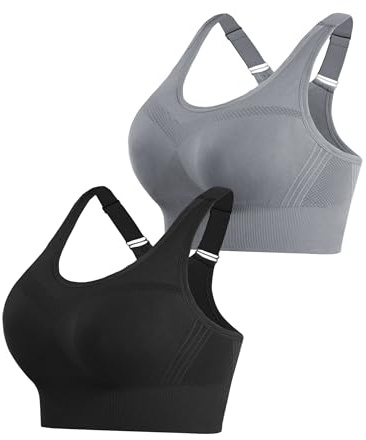 Litherday Women's Sports Bra Max Control Solid High Impact Wirefree Sports Bras for Women Removable Padding Yoga Gym Running Crop Top