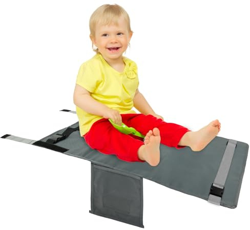 DINGBLUE Toddler Airplane Bed - Toddler Airplane Seat Extender Aeroplane Bed for Children Portable Foot Hammock for Kids Baby Plane Travel Essentials to Lie Down Rest on Plane (Gray)