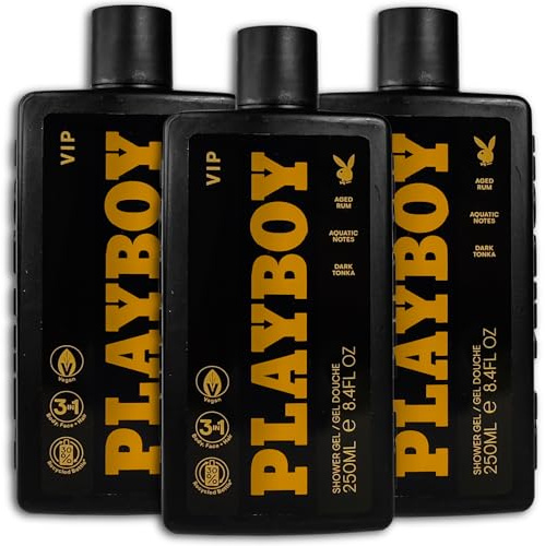 Playboy Men VIP Lot de 3 gels douche 3 en 1 250 ml