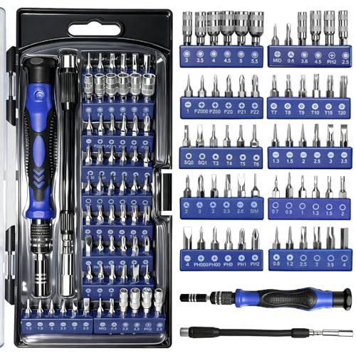 Homshsjhkis 62 Pcs Destornilladores Precisión, Caja Herramientas Completa, 62 en 1 Herramientas Portátil, Destornillador Multipuntas, Cabeza Magnética, Diseño Compacto y Portátil per Laptop, Gafas