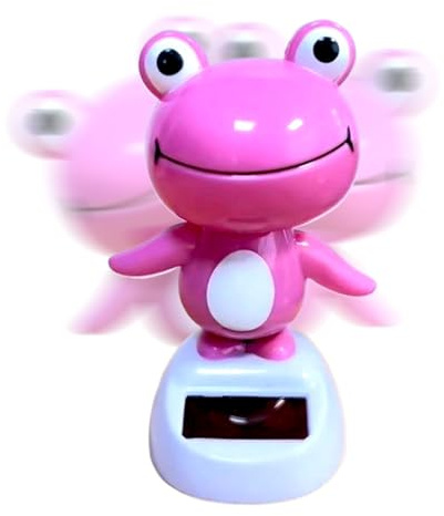 Ahuuen Décoration pour Tableau de Bord de Voiture | Figurine Grenouille Hochement de Tête,Ornement Oscillant Énergie Solaire pour Automobile RV Véhicule Habitacle