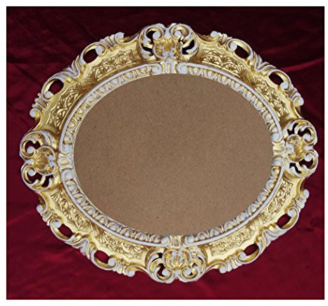Bildram antik barock i färg: Guld/vit dubbelfärg 45 x 38 cm oval REPRO-bilder för 28 x 22 cm eller 22 x 28 cm barockram bilder dekoration