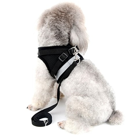 Zunea Imbracatura per Cane Piccolo Gatto Anti Tiro Step-in Regolabile Pettorina Cucciolo a Maglia Morbida Imbottita Gilet guinzaglio Set con Striscia Catarifrangente
