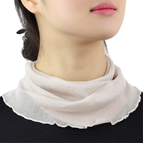 Scaldacollo da donna in 100% seta di gelso, tinta unita, Beige, Taglia unica