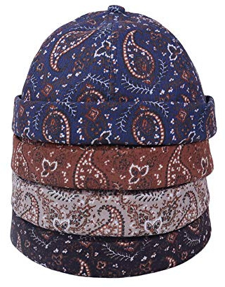 4UFIT Gorro de marinero con estampado de Docker para hombre, estilo retro, sin ala, negro, caramelo, caqui, azul marino, talla única