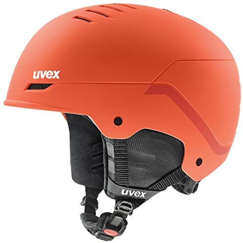 uvex Wanted - robuster Skihelm für Damen und Herren - individuelle Größenanpassung - Nackenwärmer - Fierce red Stripes matt - 58-61 cm