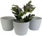 Home Garden Ornaments, Übertopf & Blumentopf im 3er-Set aus Kunststoff, ohne Drainagelöcher, Pflanzentopf mit Streifenmuster für Zimmerpflanzen (Grau, 15,5 cm)