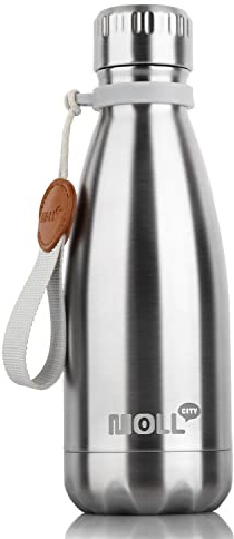 Mollcity 12 oz Stainless Steel Kids Insulated Water Bottle, Silver