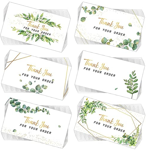 REYOK 300 Stück Dankeschön Karten für kleine Unternehmen, metallic, 5x8.99 cm, Gilded, Professional, REYOK Style