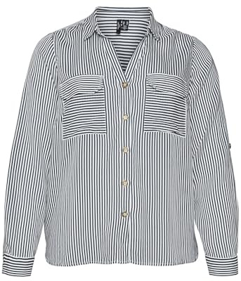 VERO MODA CURVE Vmbumpy L/S New Curve Noos - Blusa para Mujer, Blancanieves/Rayas: Tinta India, 52